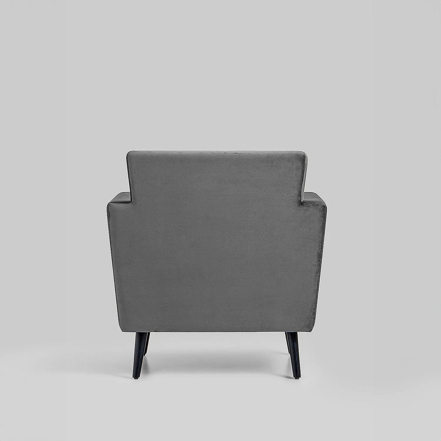 Cairo Wooden 1 Seater Sofa (Velvet, Grey)