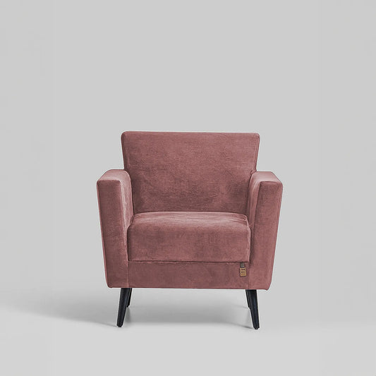 Cairo Wooden 1 Seater Sofa (Velvet, Mauve)