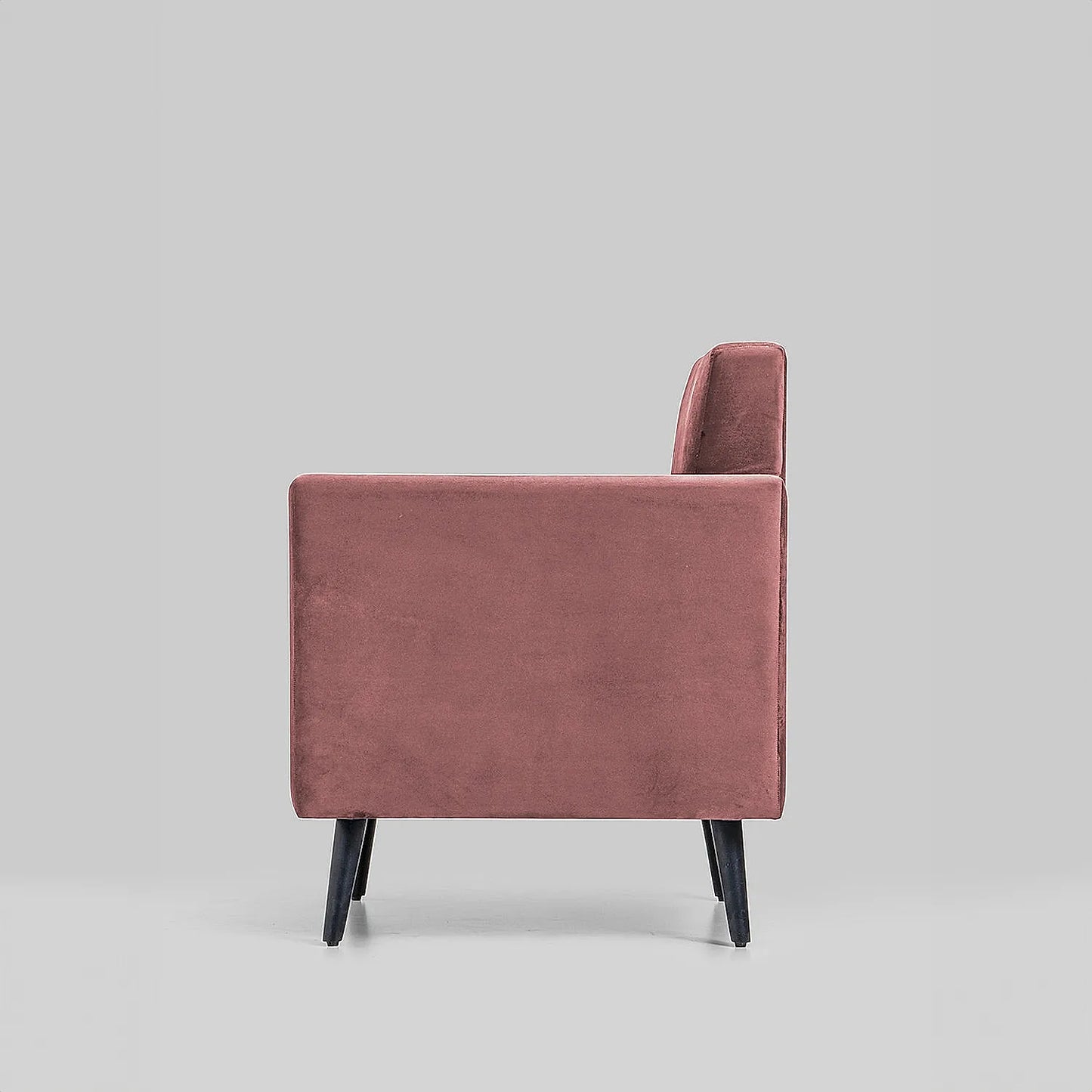 Cairo Wooden 1 Seater Sofa (Velvet, Mauve)