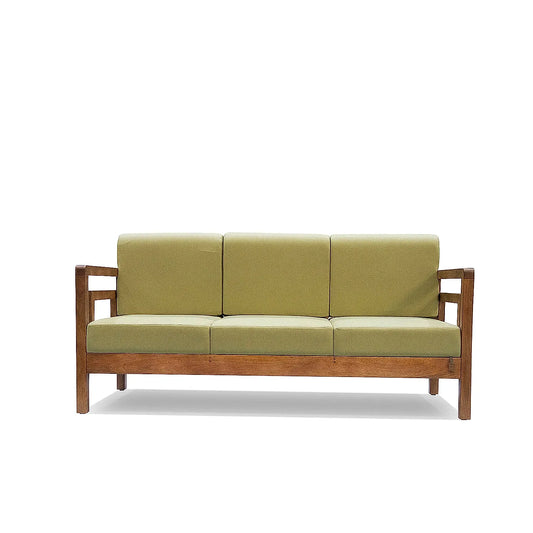 Crate 3 Seater Wooden Sofa (Linen, Green)