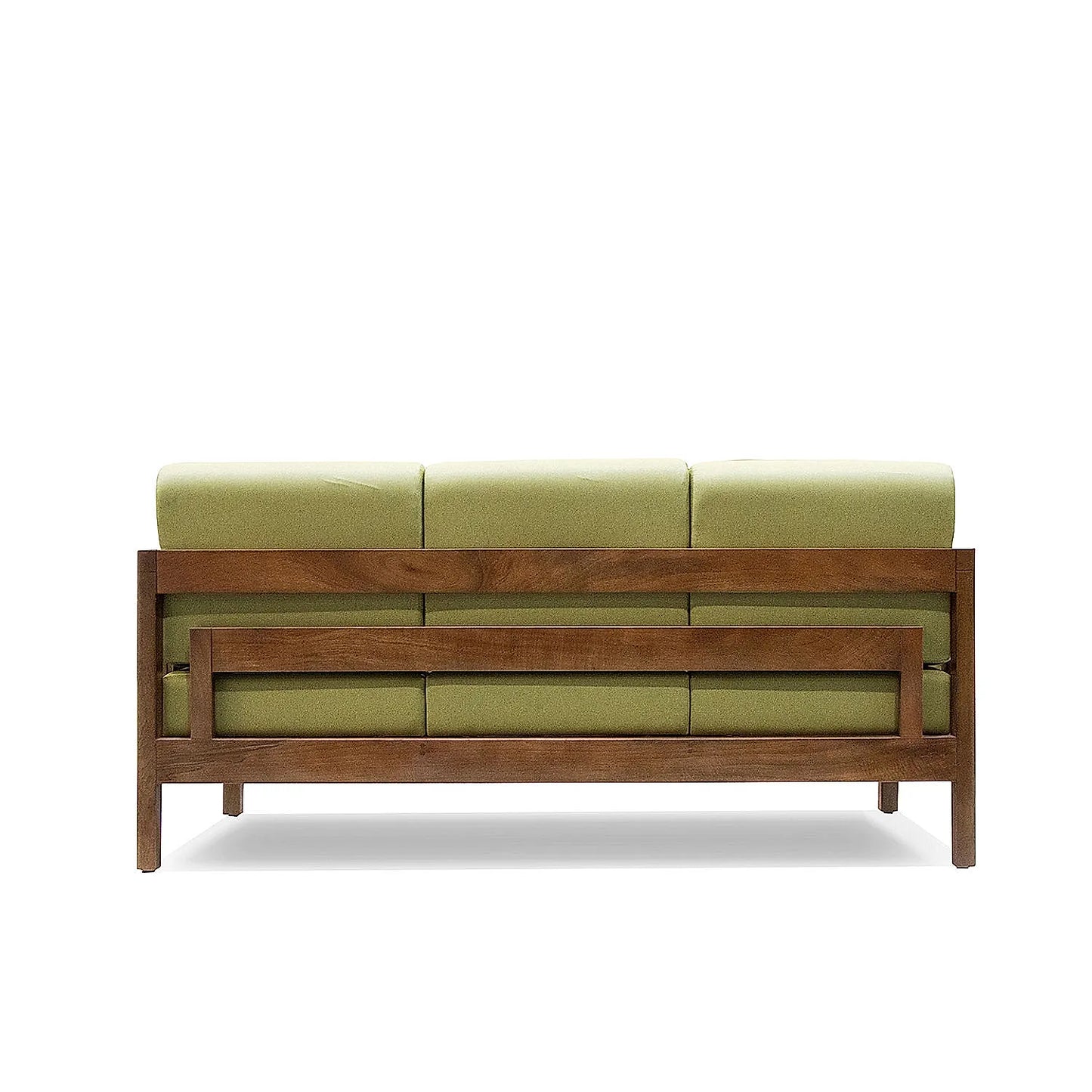 Crate 3 Seater Wooden Sofa (Linen, Green)