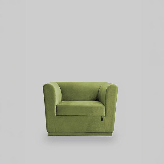 Hudson 1 Seater Fabric Sofa (Velvet, Green)