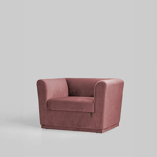 Hudson 1 Seater Fabric Sofa (Velvet, Mauve)