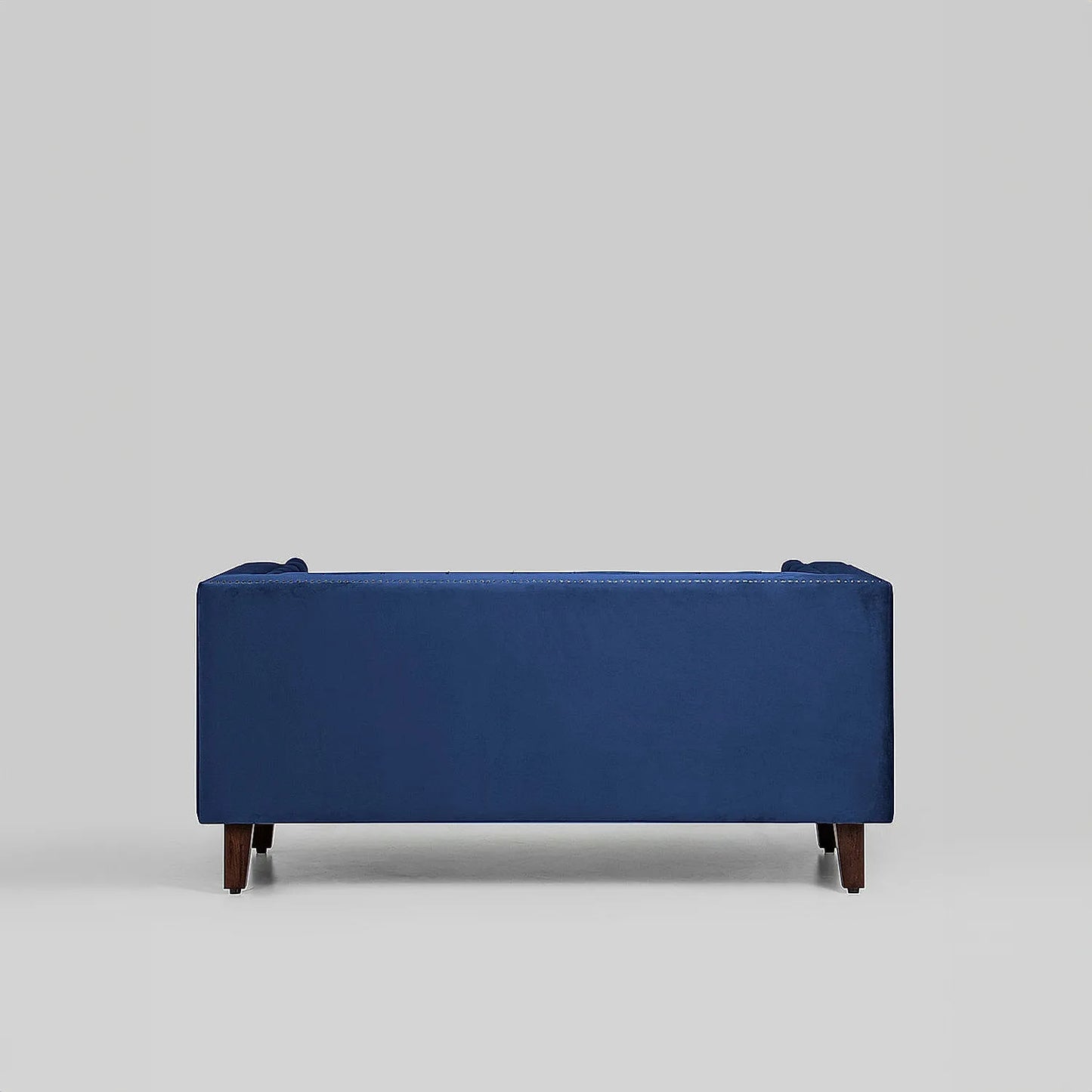 Manchester 2 Seater Wooden Sofa (Velvet, Blue)