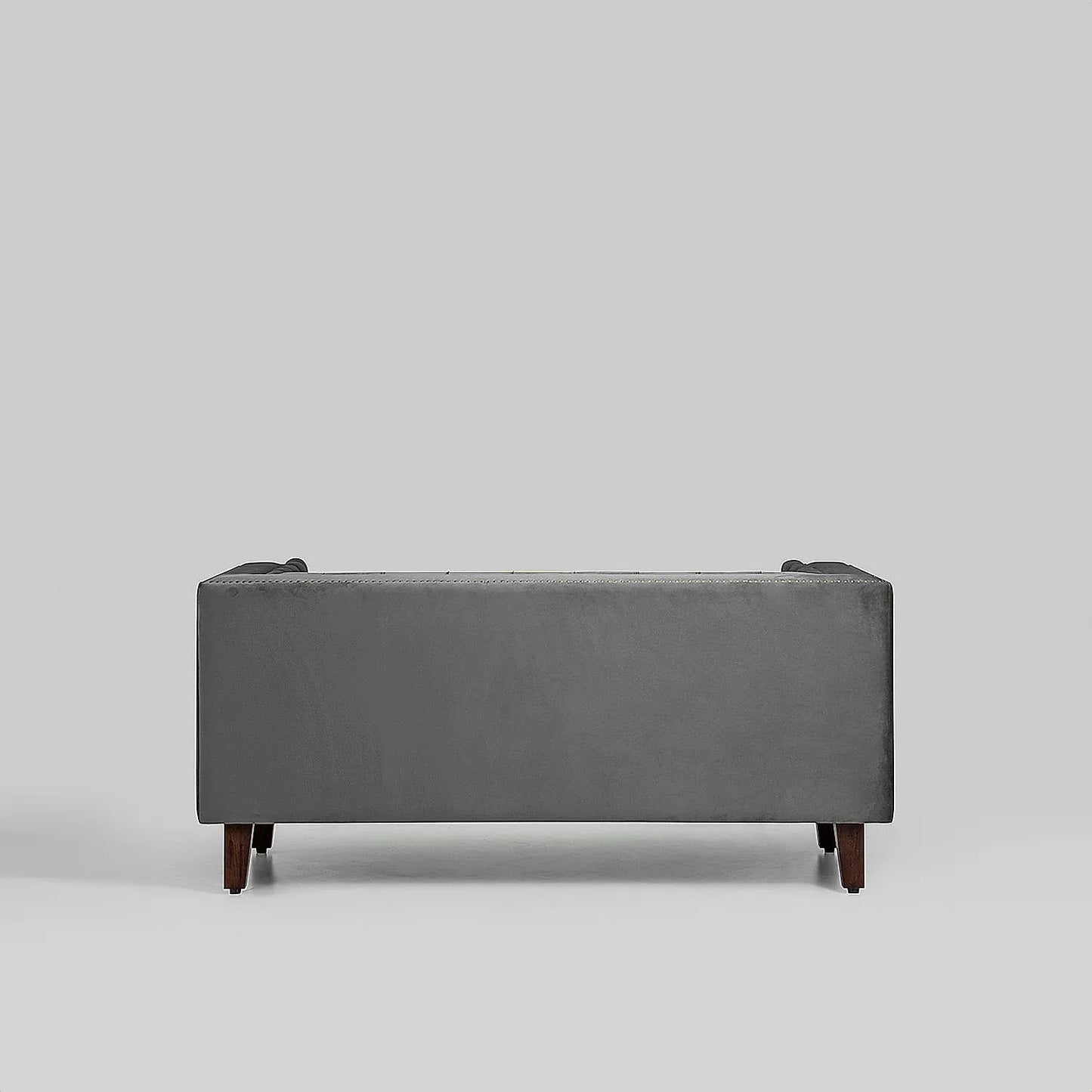 Manchester 2 Seater Wooden Sofa (Velvet, Grey)