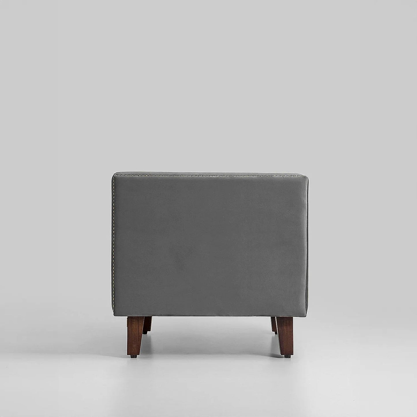 Manchester 1 Seater Wooden Sofa (Velvet, Grey)