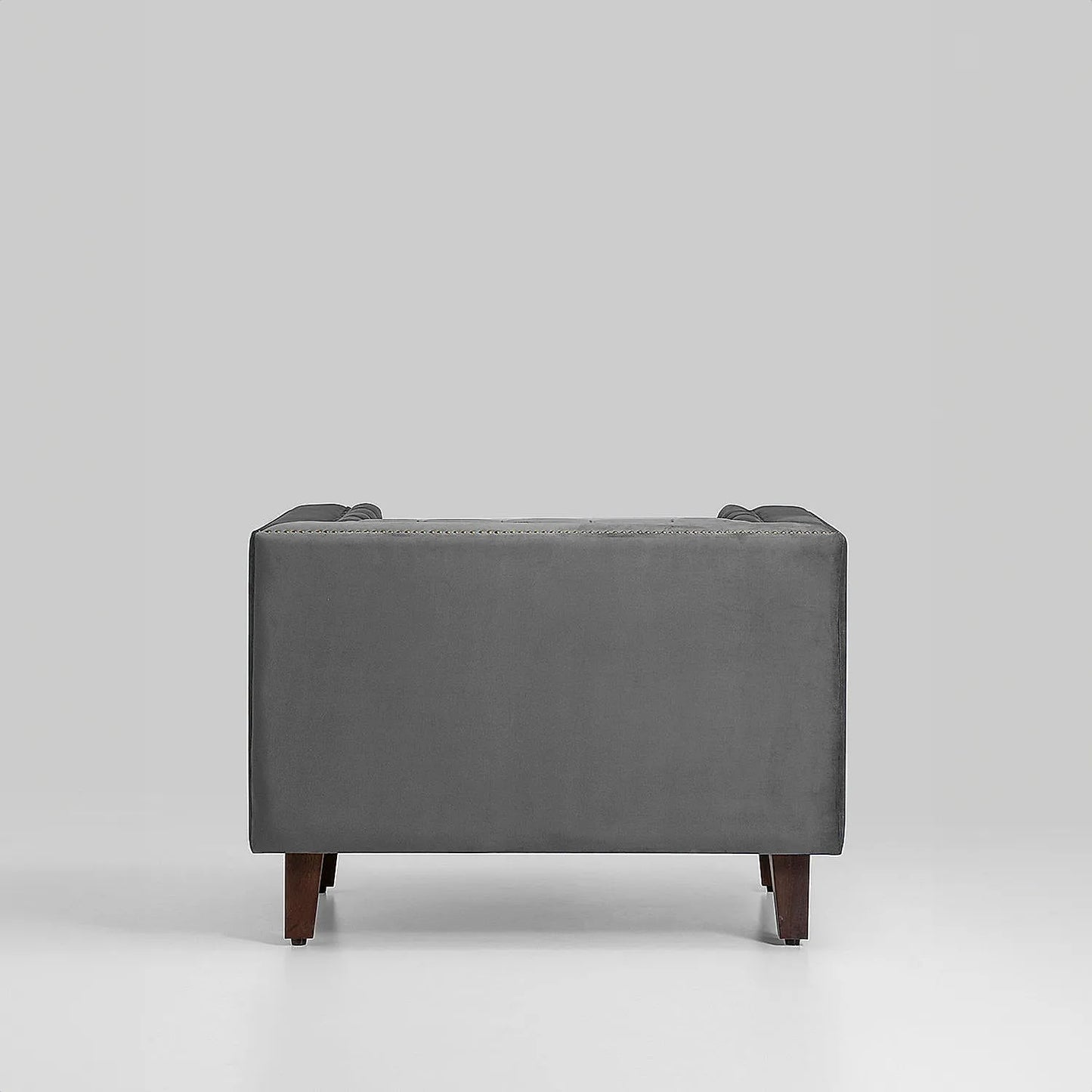 Manchester 1 Seater Wooden Sofa (Velvet, Grey)