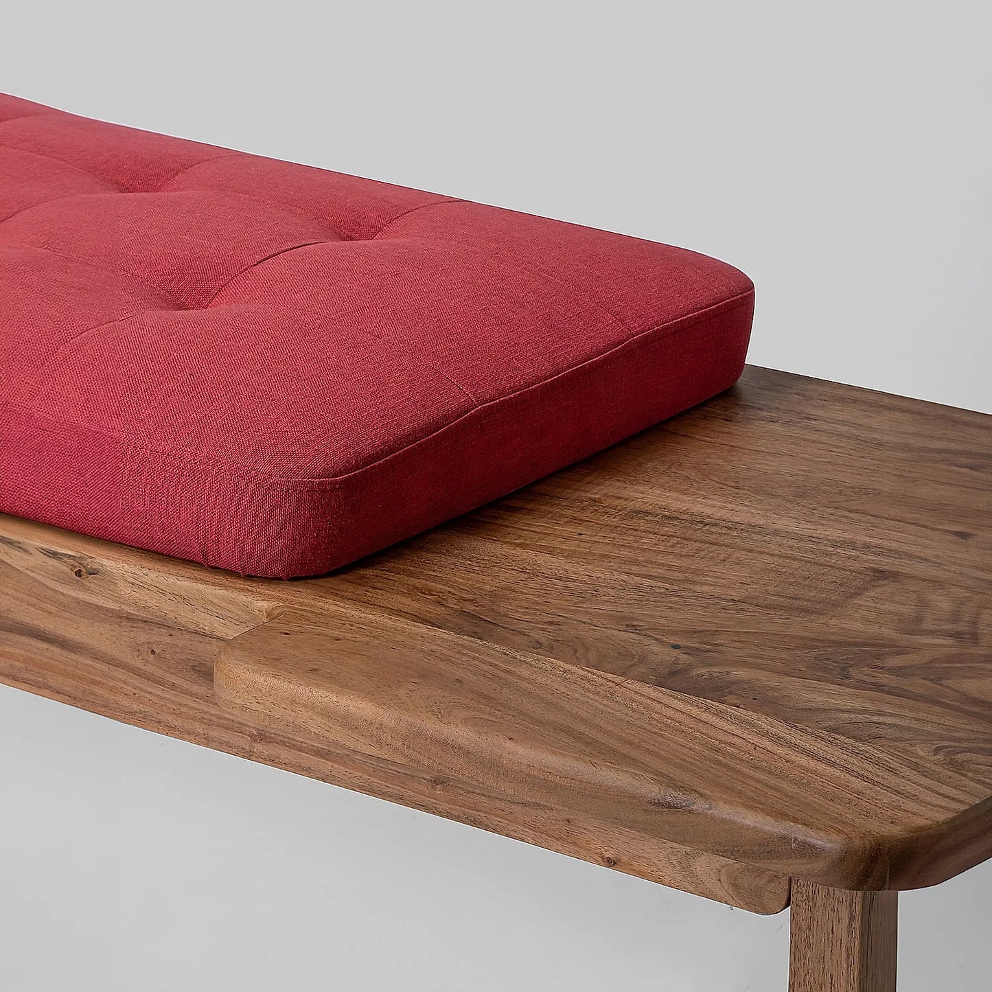 Prague Wooden Bench (Linen, Red)