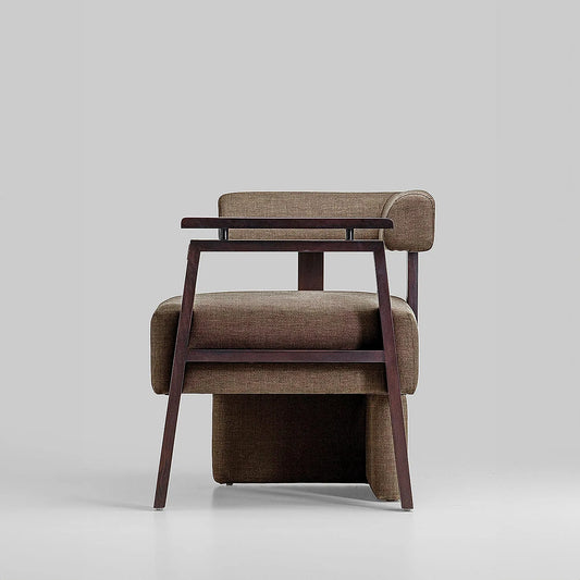 Nomad Wooden Accent Chair (Velvet, Brown)