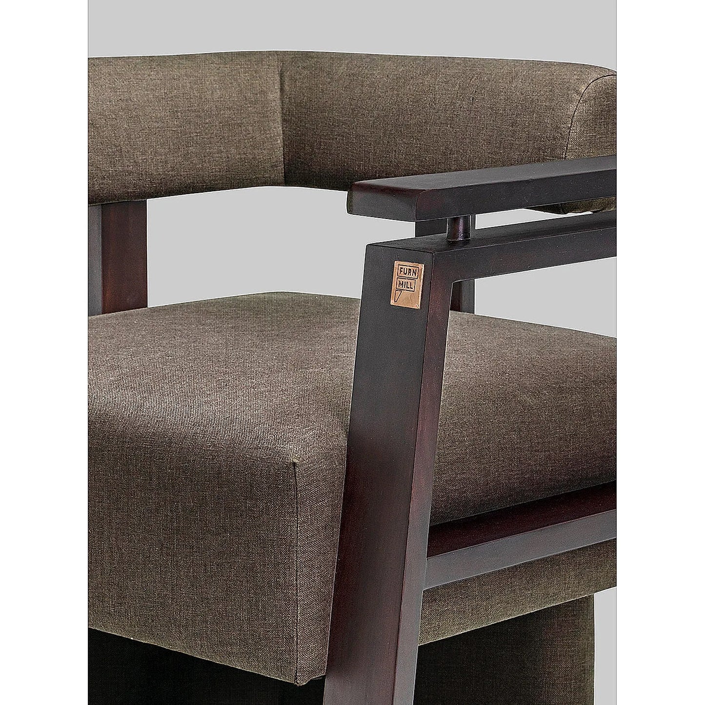 Nomad Wooden Accent Chair (Velvet, Grey)
