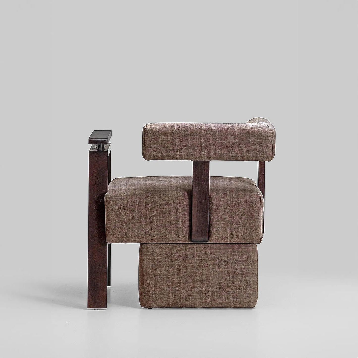 Nomad Wooden Accent Chair (Velvet, Grey)