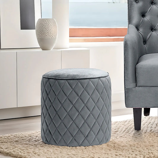 Mable Ottoman (Velvet, Grey)