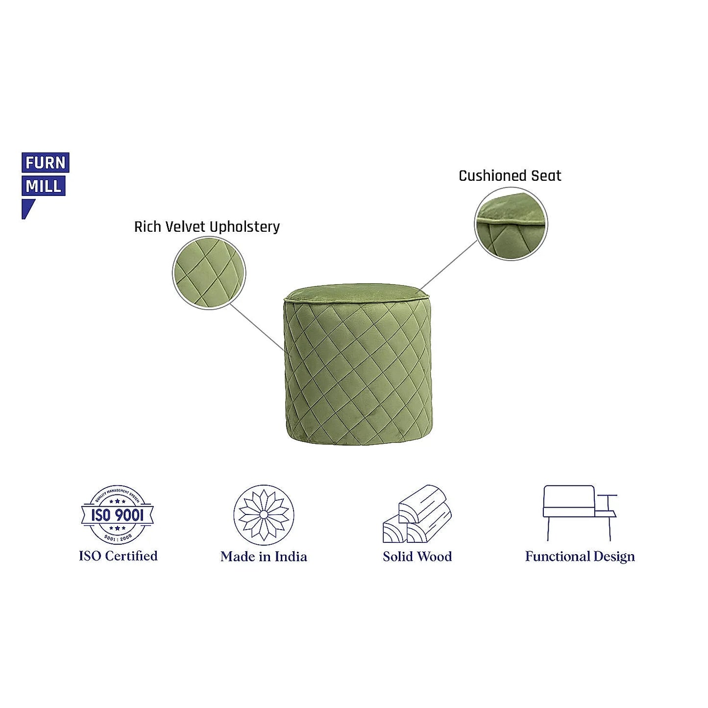 Mable Ottoman (Velvet, Green)