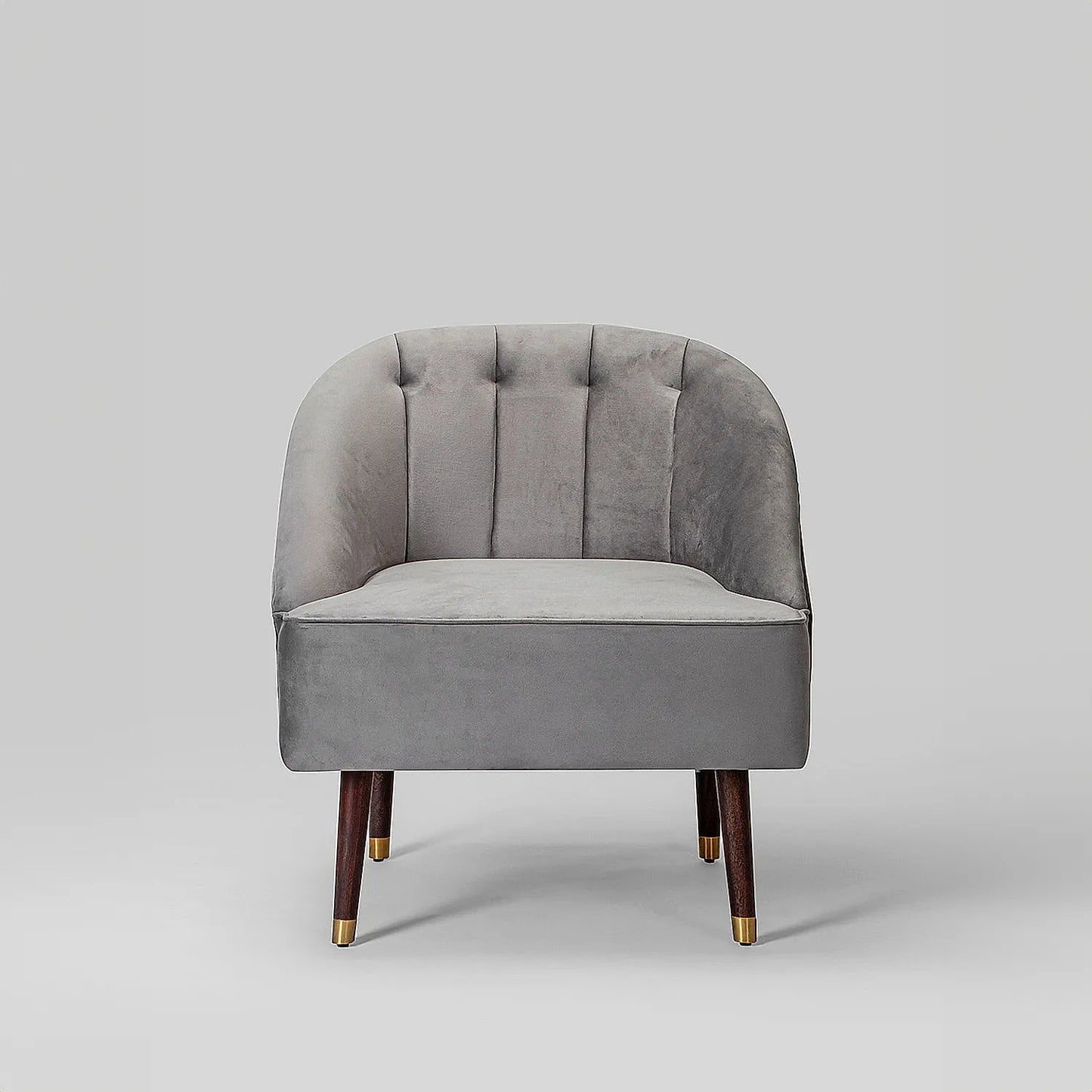 Logan Wooden Accent Chair (Velvet, Grey)