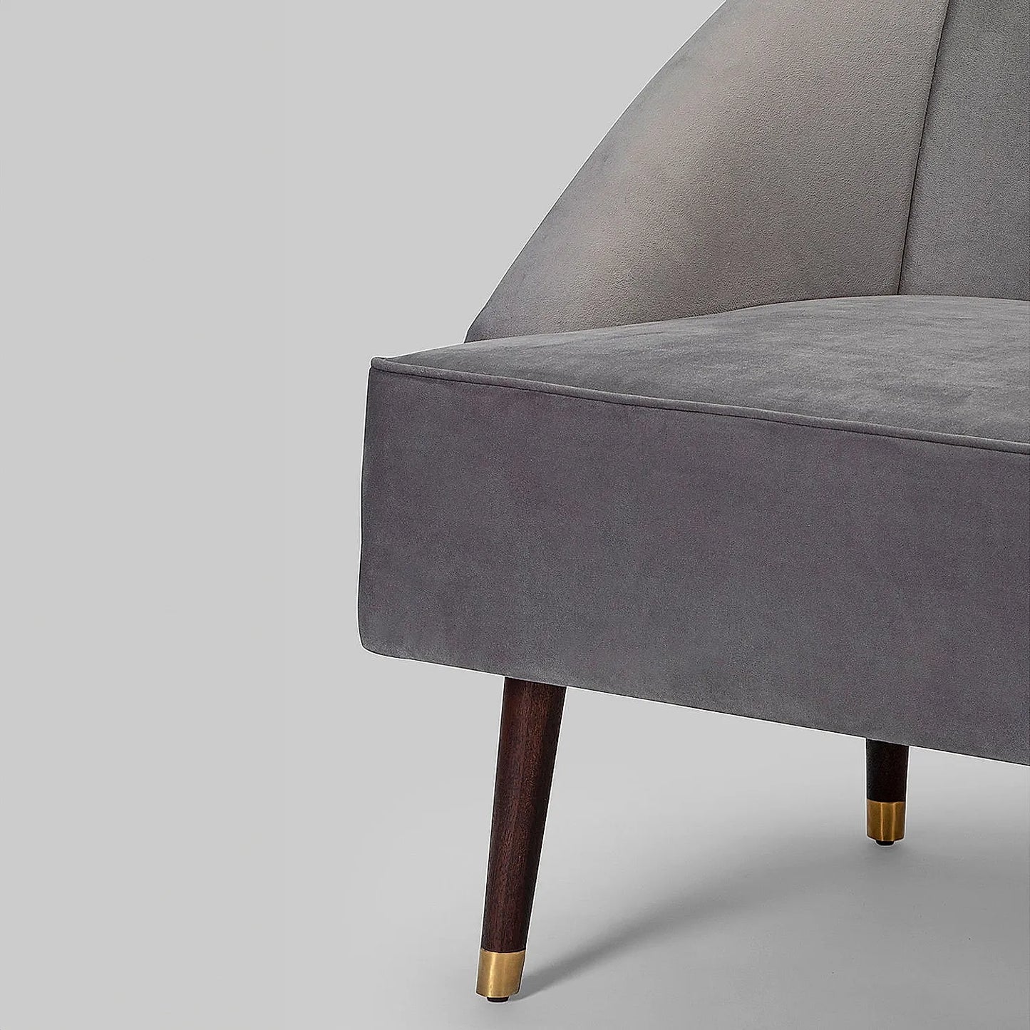 Logan Wooden Accent Chair (Velvet, Grey)