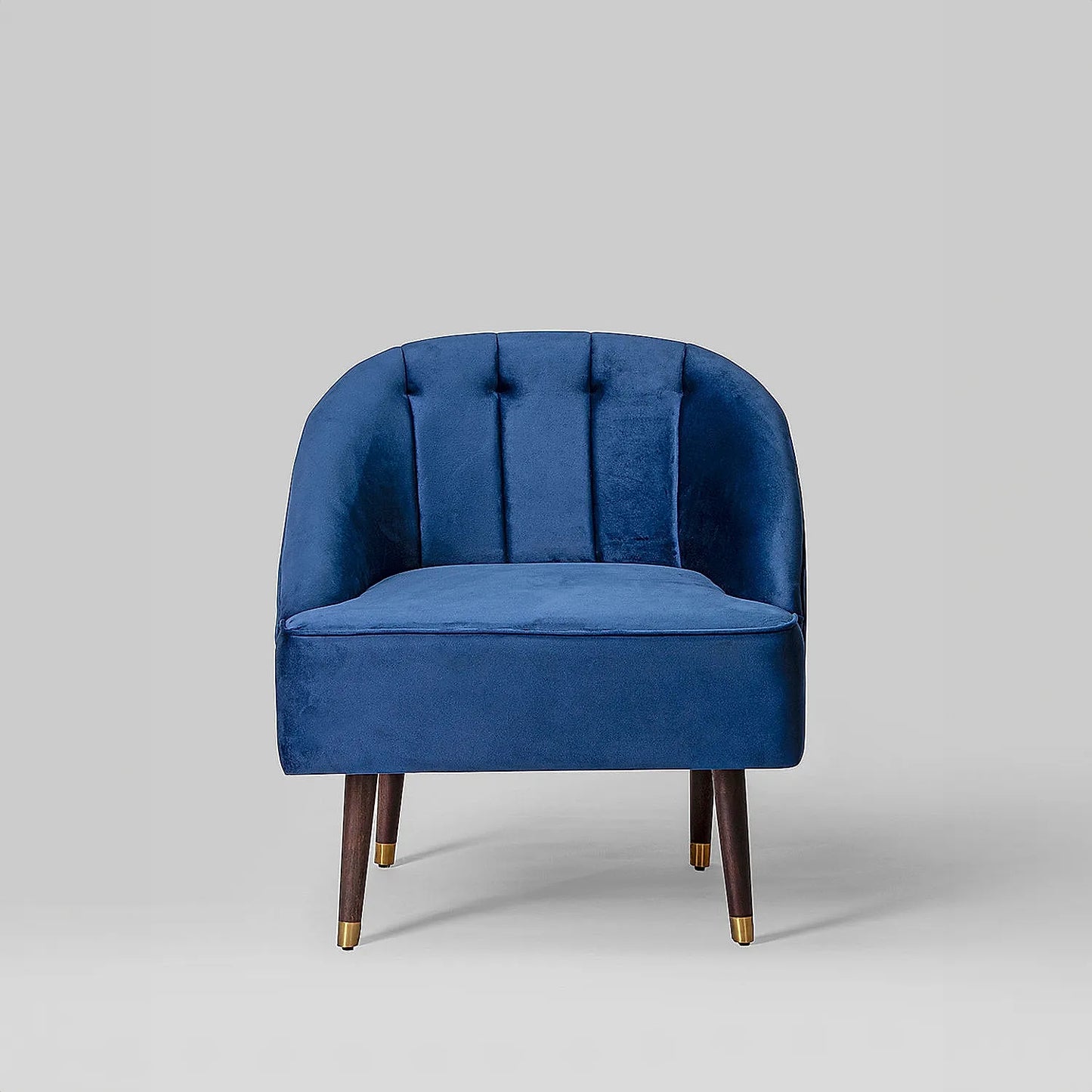 Logan Wooden Accent Chair (Velvet, Blue)