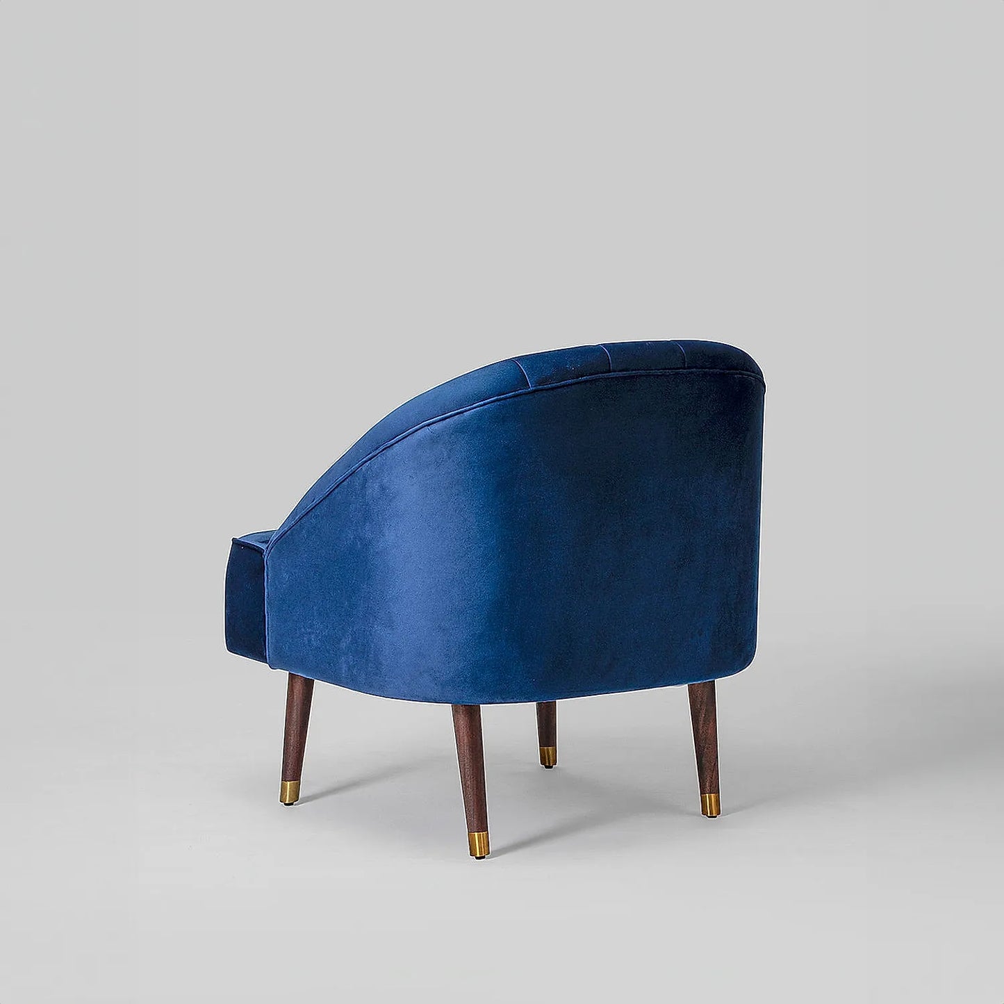Logan Wooden Accent Chair (Velvet, Blue)
