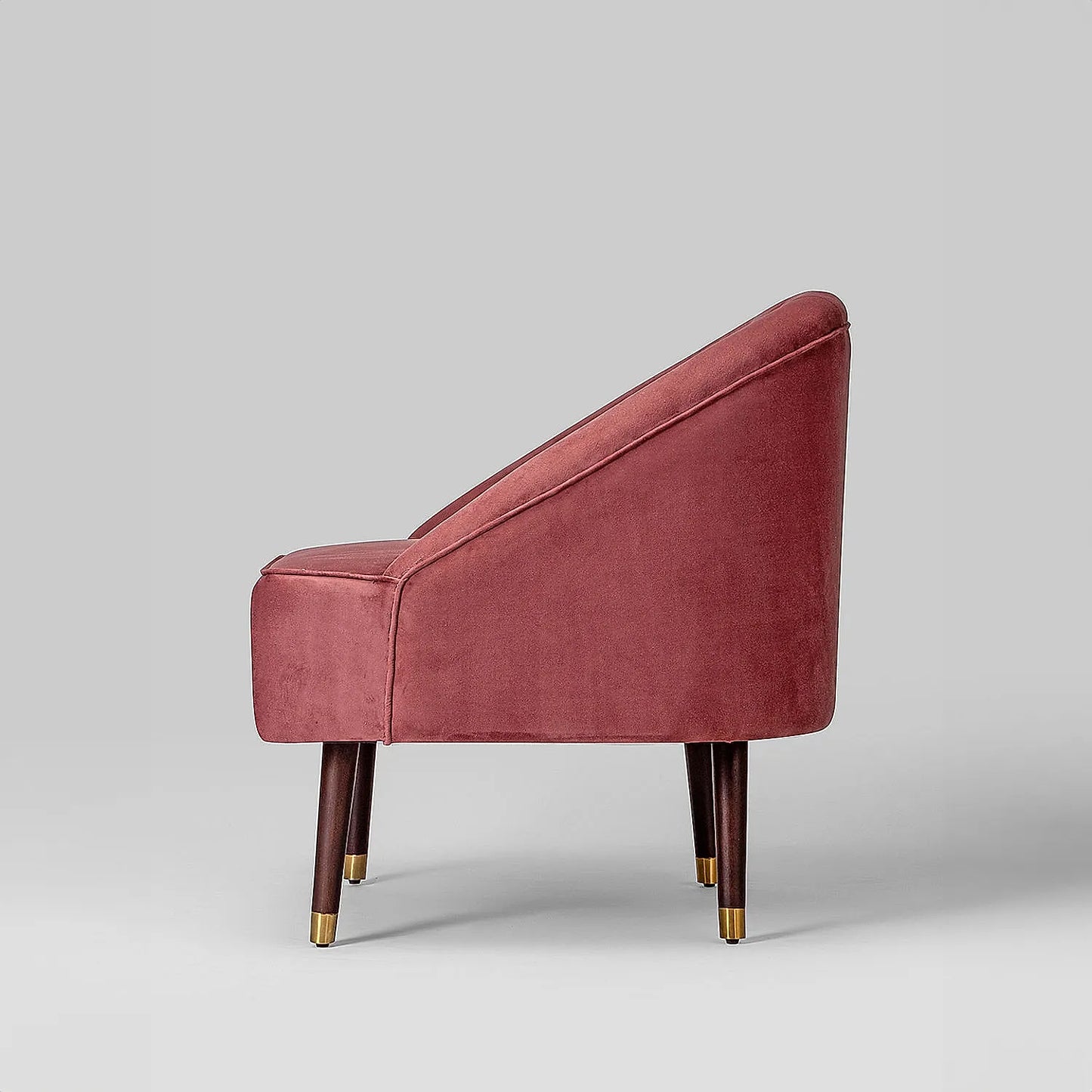 Logan Wooden Accent Chair (Velvet, Mauve)