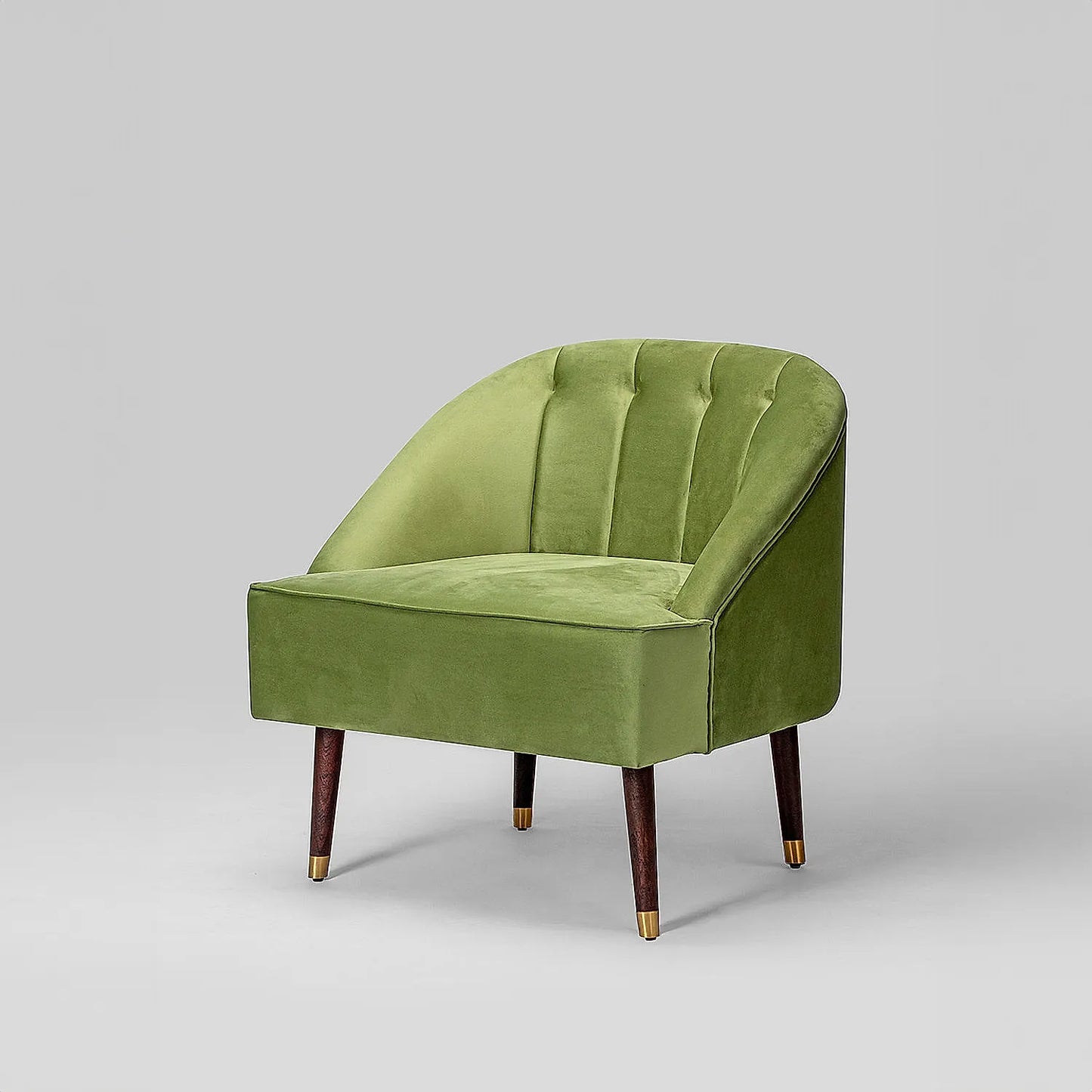 Logan Wooden Accent Chair (Velvet, Green)