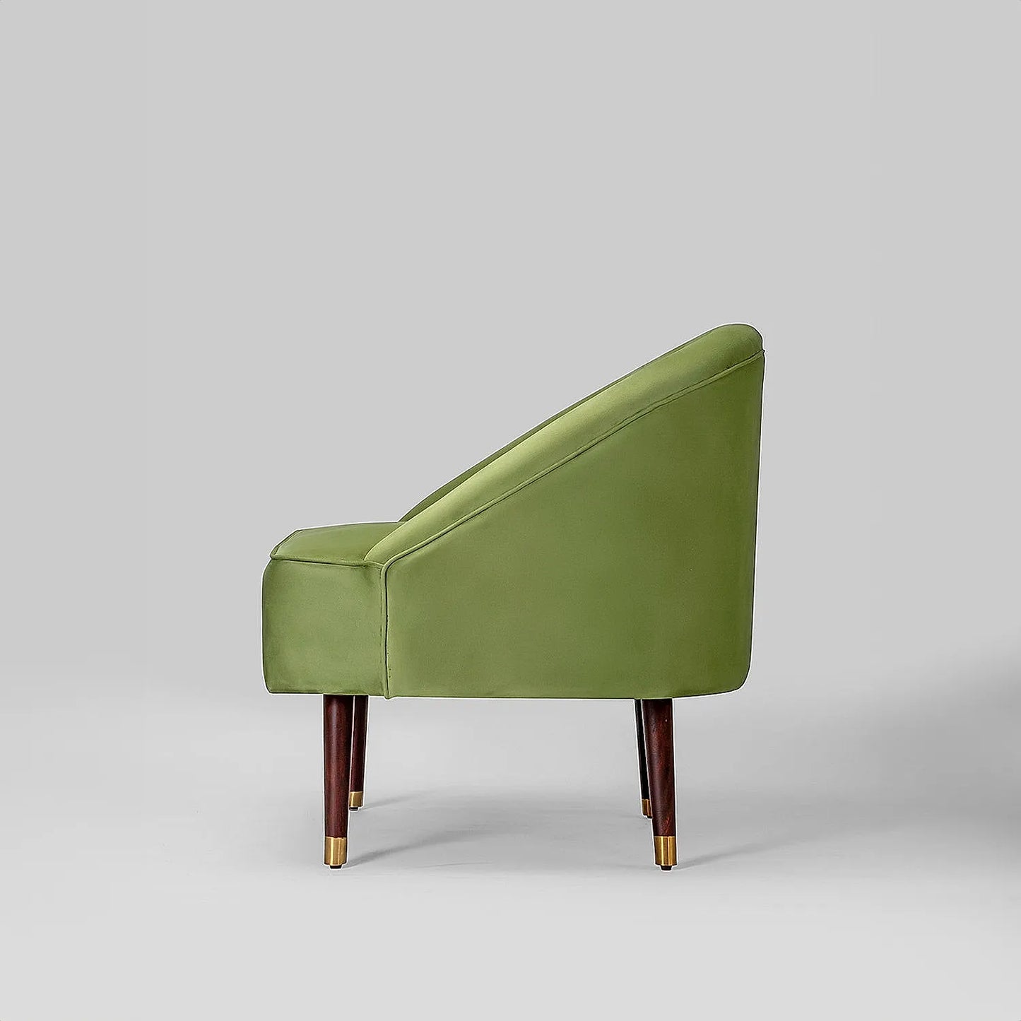 Logan Wooden Accent Chair (Velvet, Green)