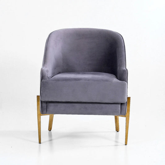 Aviator Accent Chair with Metals legs (Velvet, Grey)
