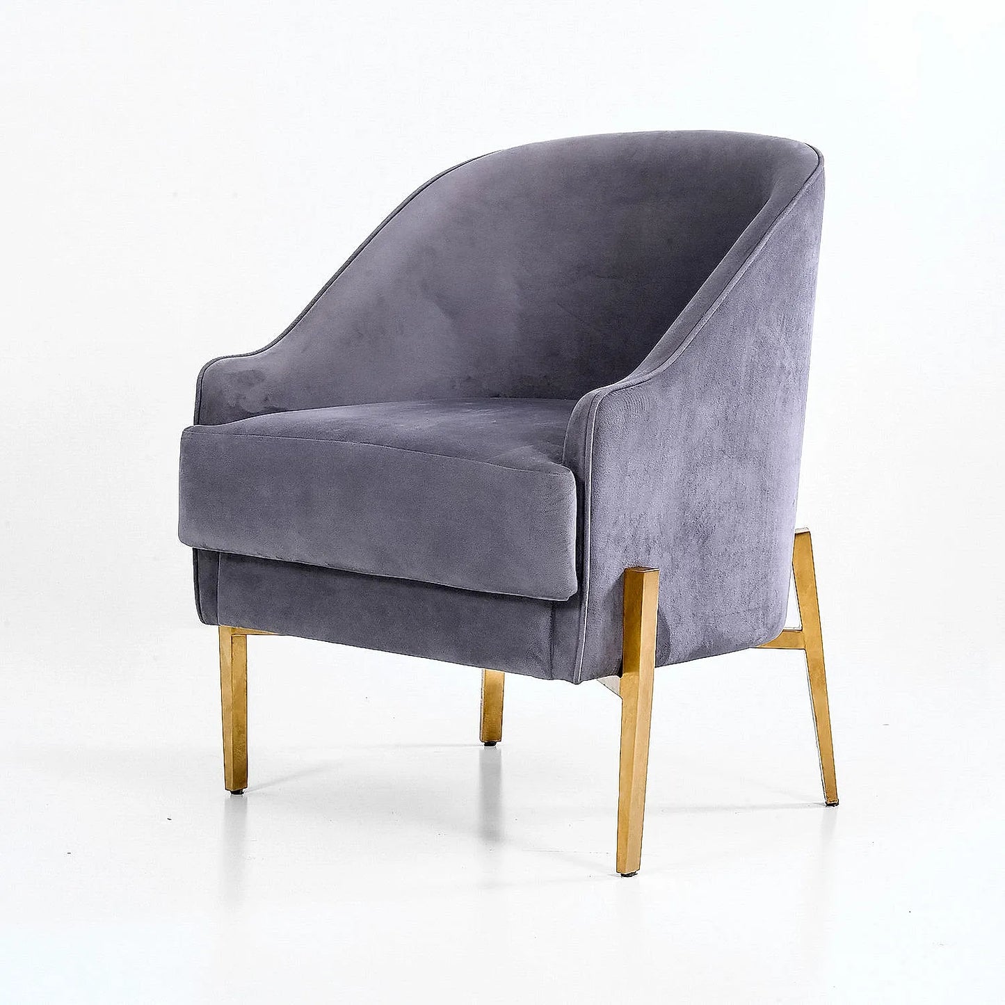 Avaitor Accent Chair with Metals legs (Velvet, Grey)