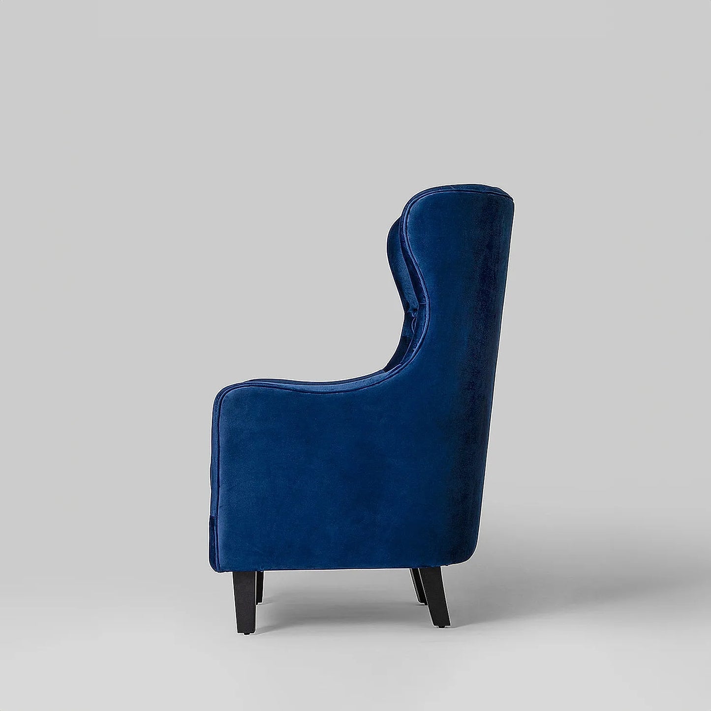 August Wooden Accent Chair (Velvet, Blue)