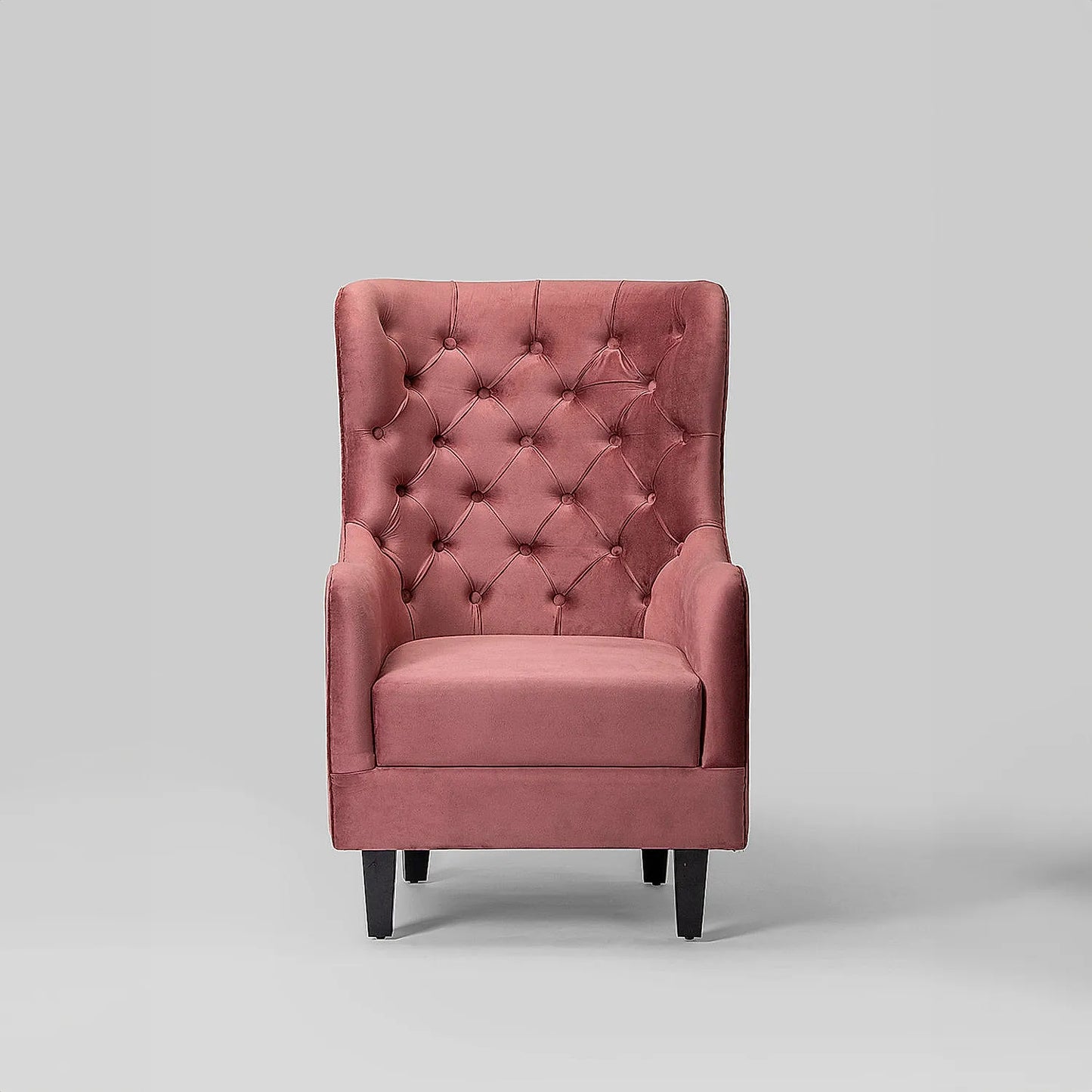 August Wooden Accent Chair (Velvet, Mauve)
