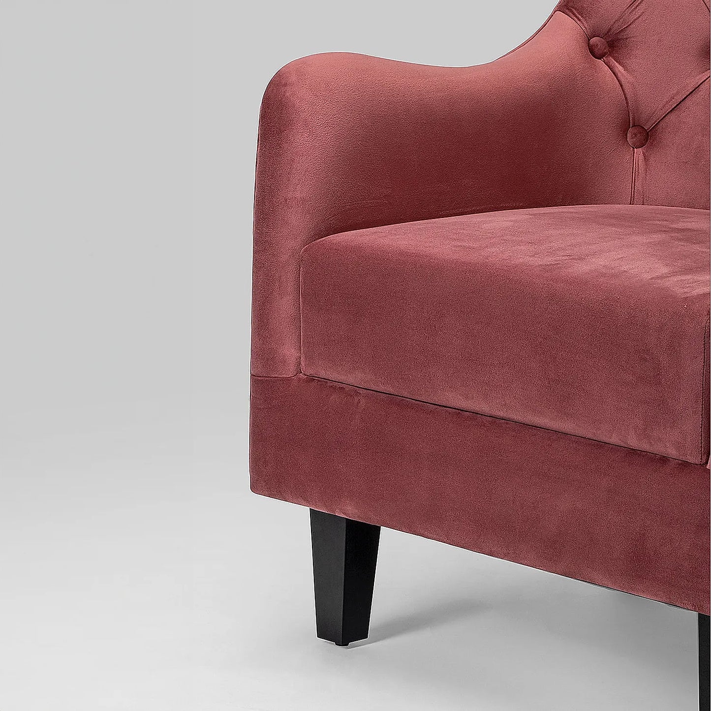 August Wooden Accent Chair (Velvet, Mauve)