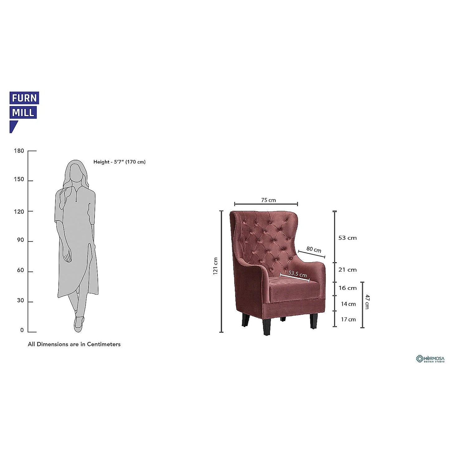 August Wooden Accent Chair (Velvet, Mauve)