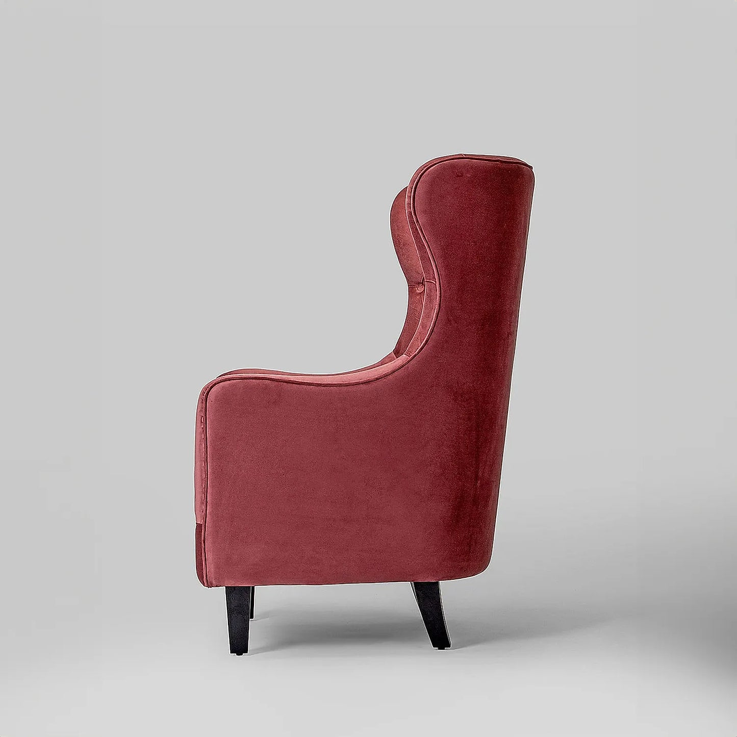 August Wooden Accent Chair (Velvet, Mauve)