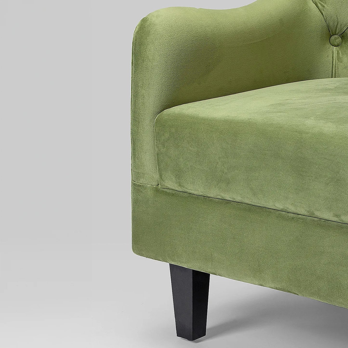 August Wooden Accent Chair (Velvet, Green)