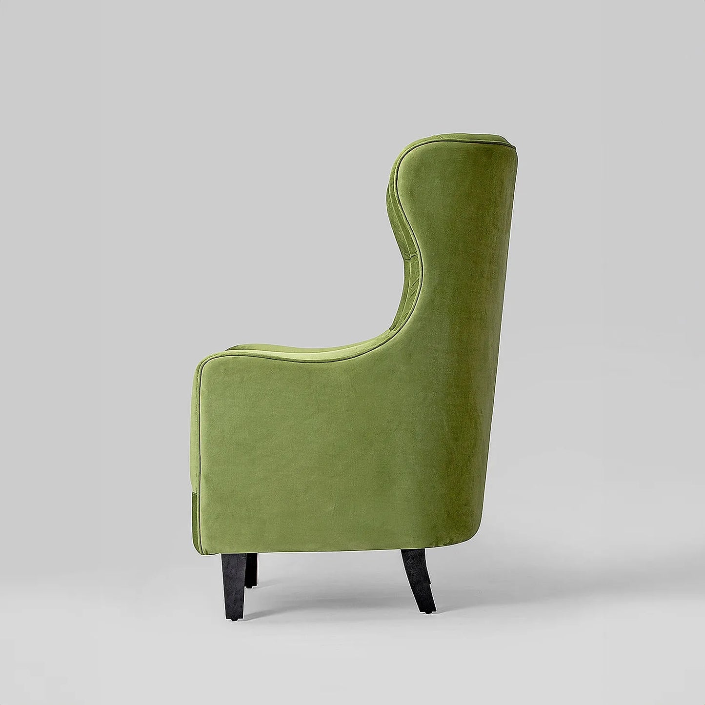 August Wooden Accent Chair (Velvet, Green)