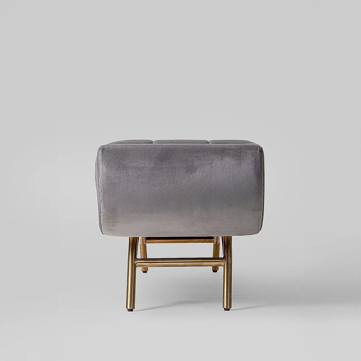 Theo Fabric Bench with Metal Legs (Velvet, Grey)