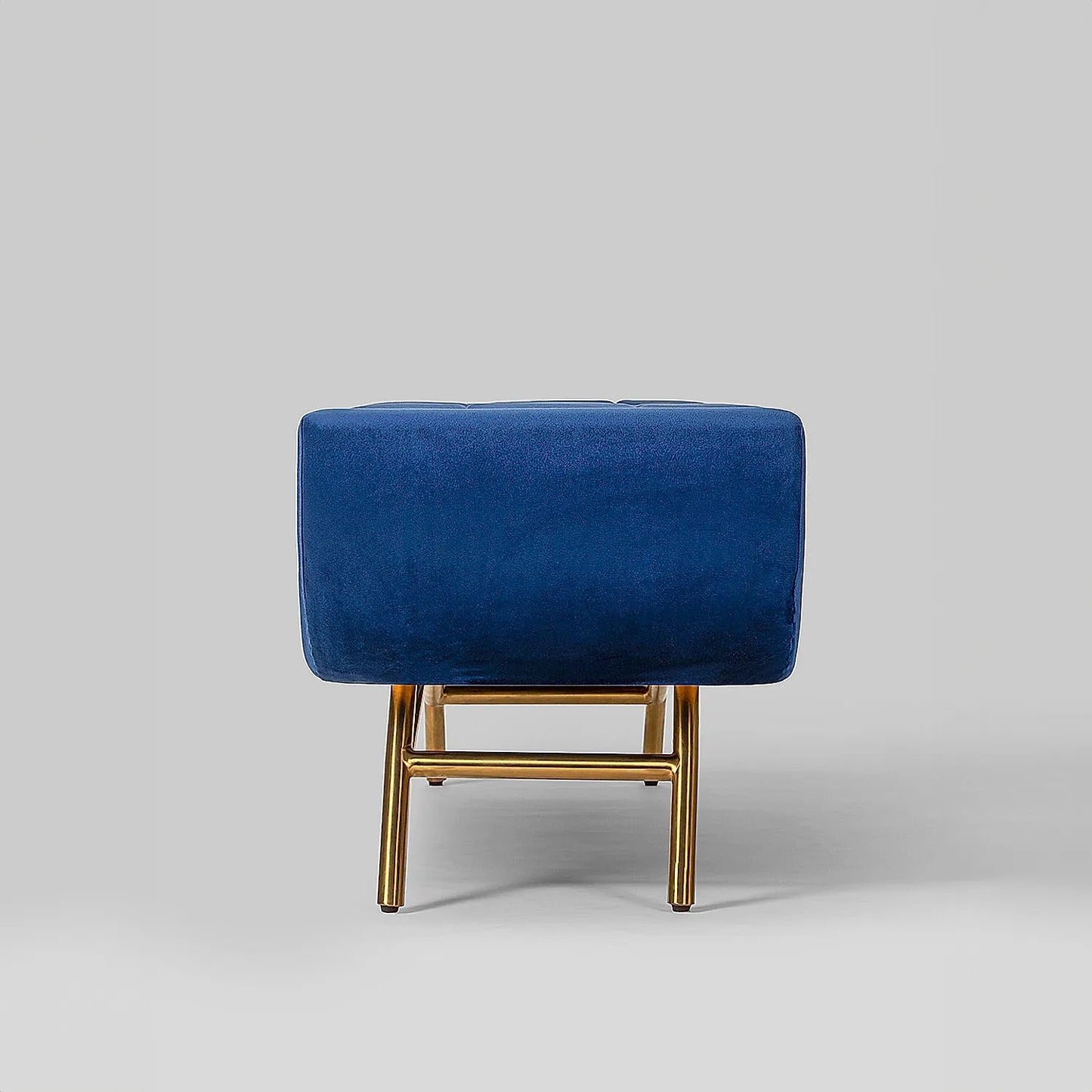 Theo Fabric Bench with Metal Legs (Velvet, Blue)