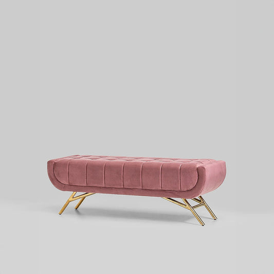 Theo Fabric Bench with Metal Legs (Velvet, Mauve)