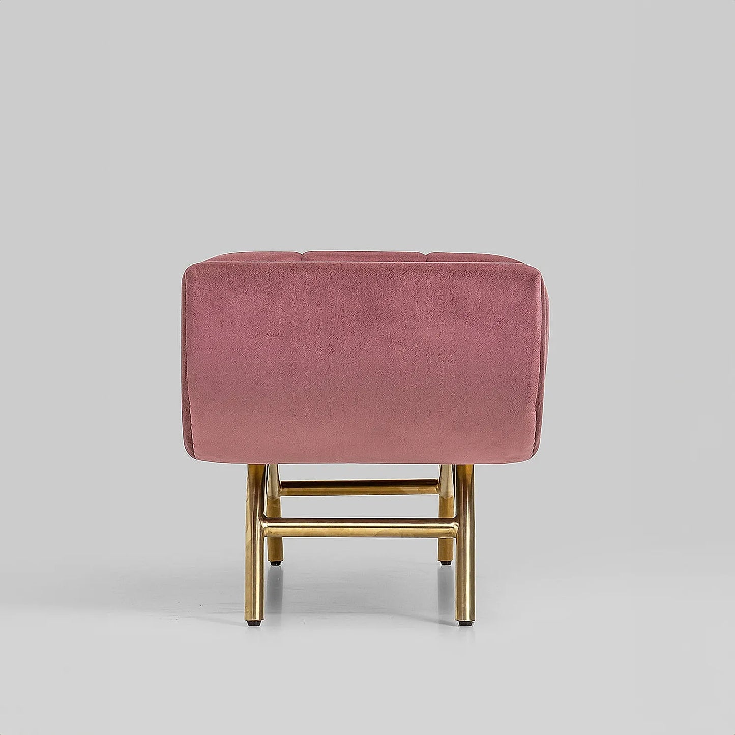 Theo Fabric Bench with Metal Legs (Velvet, Mauve)