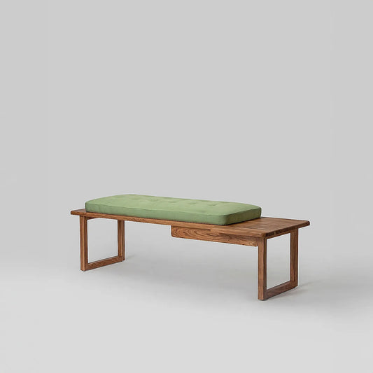Prague Wooden Bench (Linen, Green)