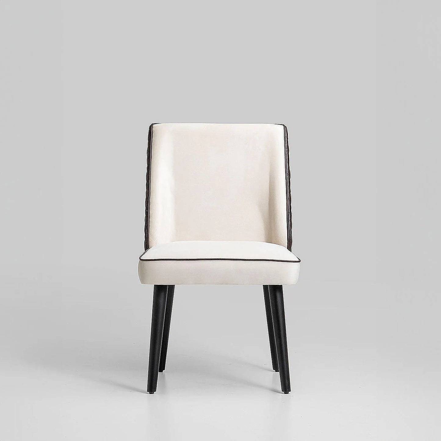 Alan Wooden Accent Chair (Velvet, Beige)