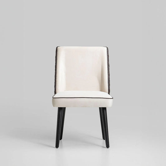 Alan Wooden Accent Chair (Velvet, Beige)