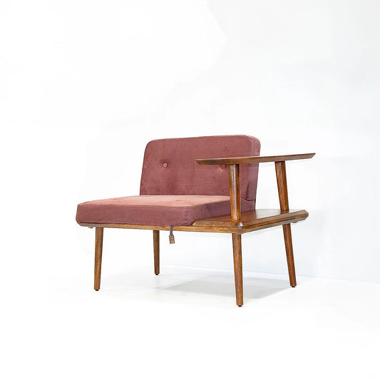 Domino Wooden Accent Chair (Velvet, Mauve)