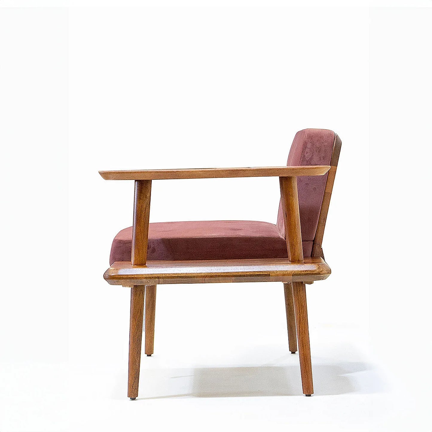 Domino Wooden Accent Chair (Velvet, Mauve)