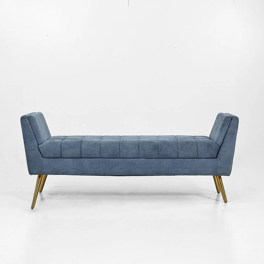 Zibo Bench With Metal legs (Velvet, Blue)