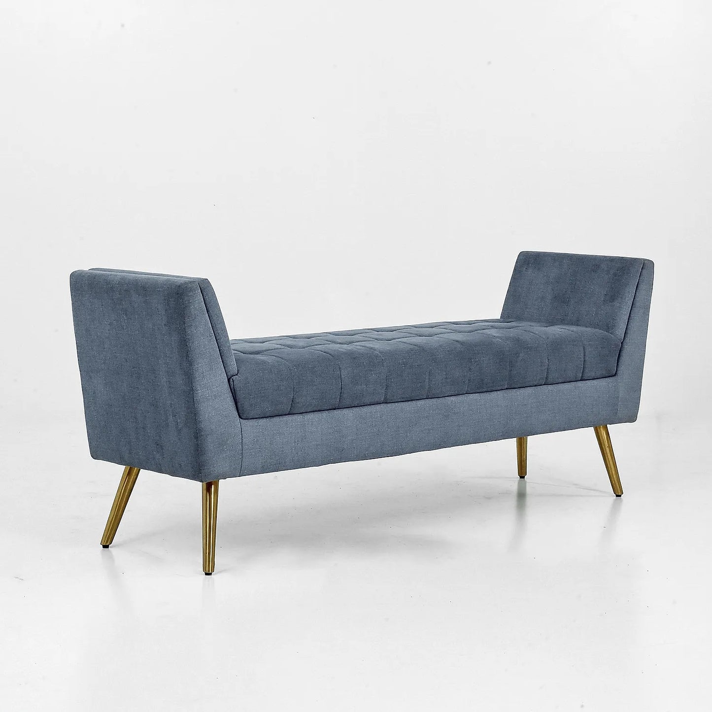 Zibo Bench With Metal legs (Velvet, Blue)