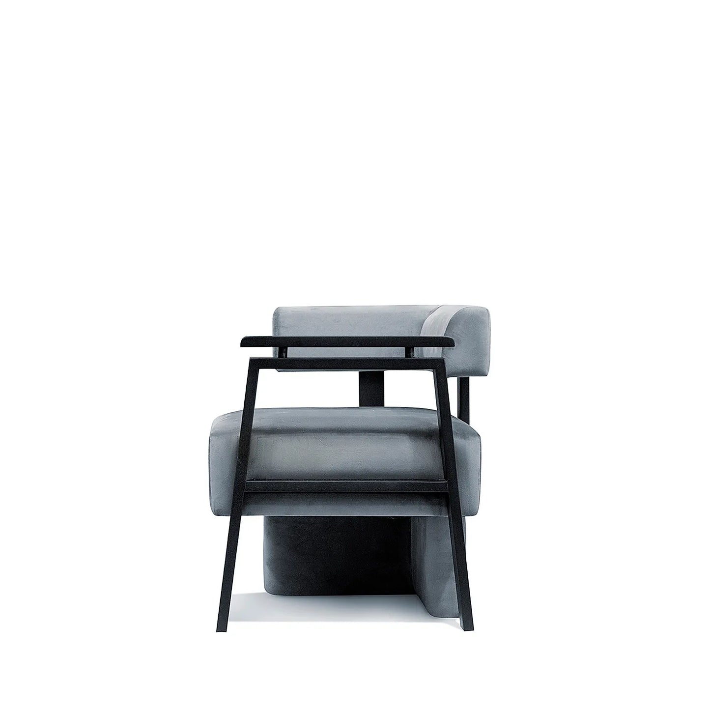 Nomad Wooden Accent Chair (Velvet, Grey)