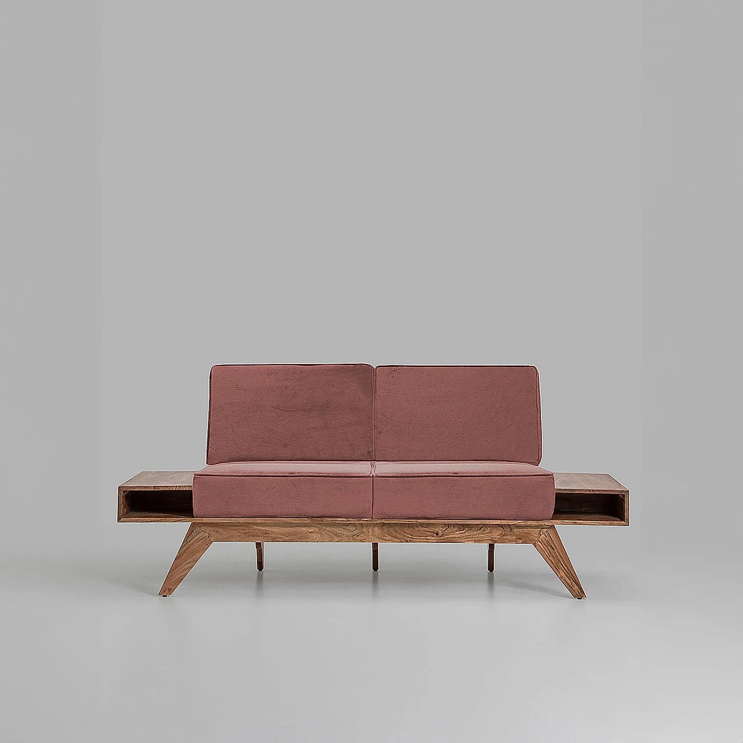 Berlin 2 Seater Wooden Sofa (Velvet, Mauve)