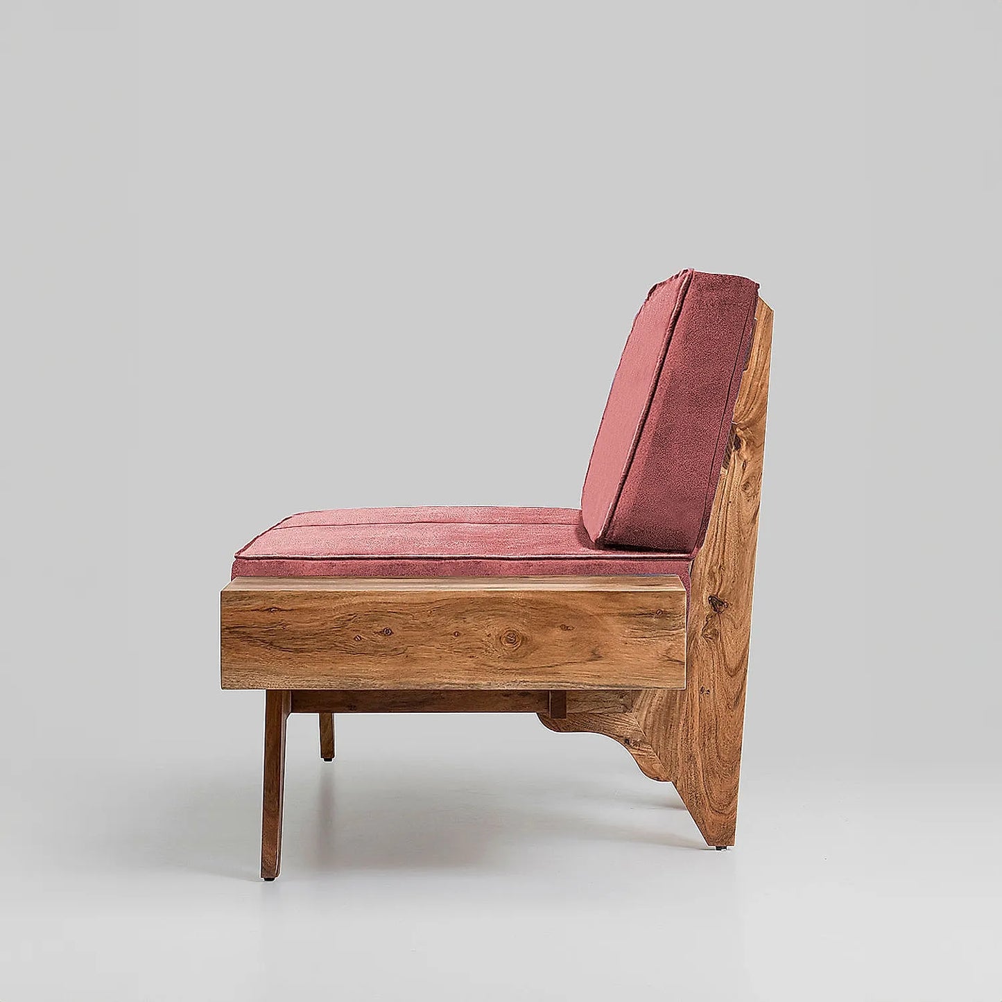 Berlin 2 Seater Wooden Sofa (Velvet, Mauve)