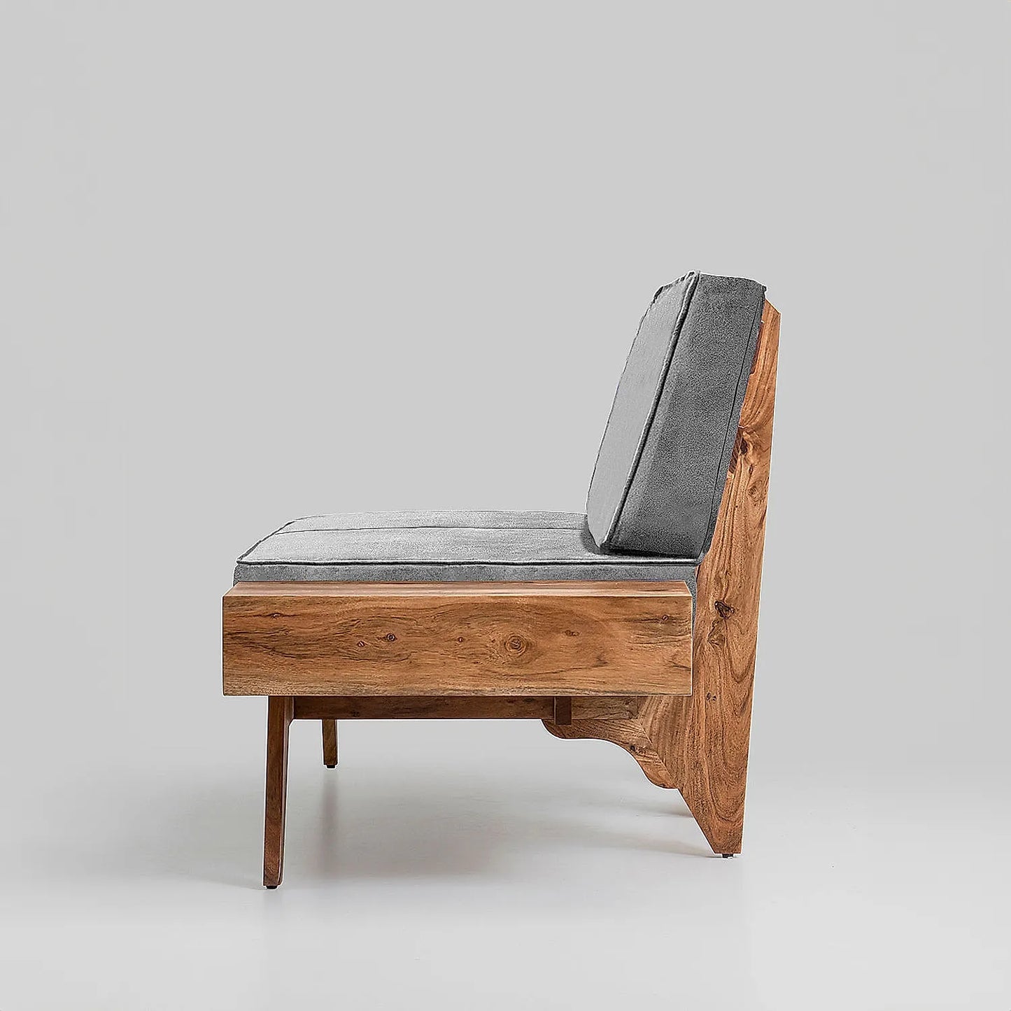Berlin 2 Seater Wooden Sofa (Velvet, Grey)
