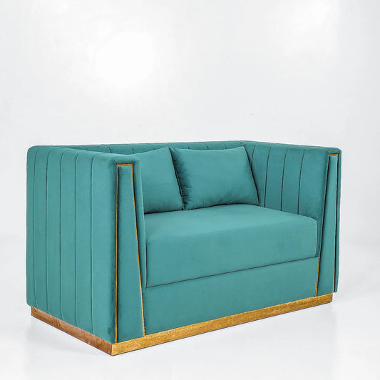 Oslo 2 Seater Fabric Sofa (Velvet, Sea Green Color)
