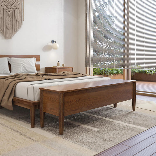 Pixel Wooden Storage Bench in Natural Finish